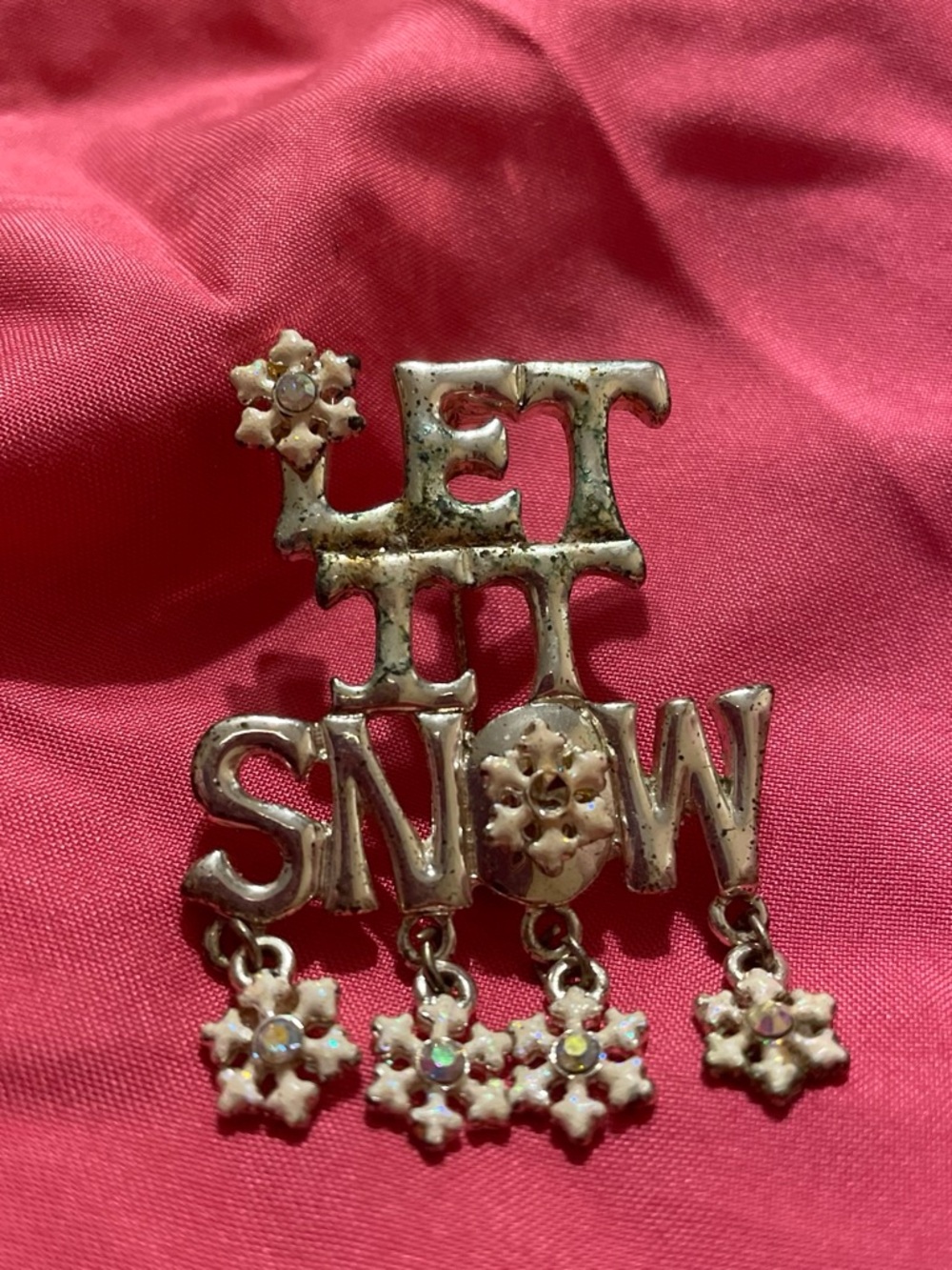 Let It Snow Silver-Tone Snowflake Pendant Brooch
